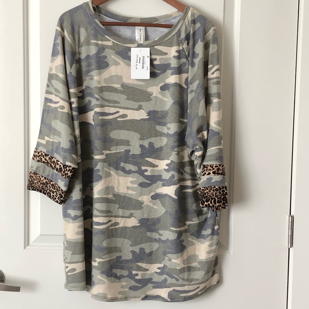 Brand New - Camo & Leopard Top - 3X